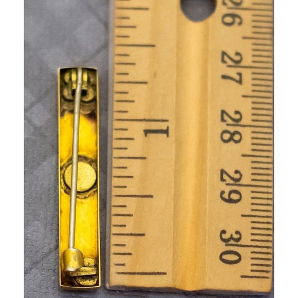 Victorian Celestial Teal Star Rectangular Brooch - G47 - Picture 3 of 3